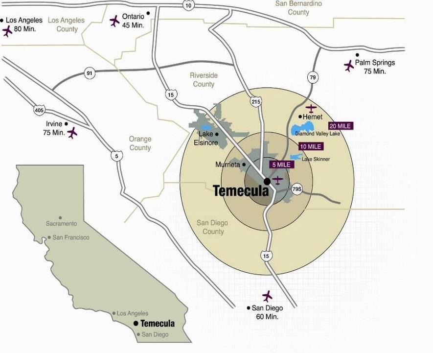 B. City of Temecula The City of Temecula, branded as Southern California Wine Country, has award winning schools, higher education opportunities, a vast array of parks and trails, diverse