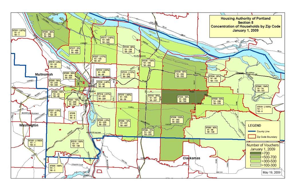 Figure 32 - Housing Authority of Portland Section 8 Concentration of