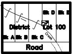 District Area of Road = A Area of Bk A = B Area of Waterbody = C Total Area of DL 100 = Z (=A+B+C) Note: Waterbody is part of the district lot, but not part of Block A. District Lot 100 under survey.