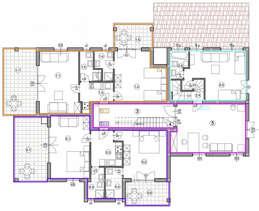 Floor plan level 2 Two room partments