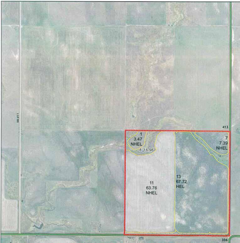 Parcel Two Parcel Two Crop Base Acres Yield Wheat 77.95 53 bu. Sunflowers 27.01 1,031 lbs. Barley 16.31 44 bu. Total Base Acres: 121.27 Acres: 155.69 +/- Legal: SE¼ 31-10-61 FSA Cropland Acres: 142.