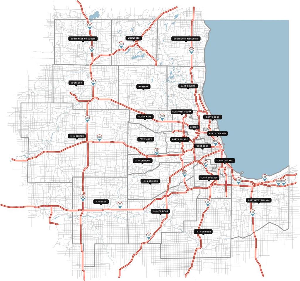 Chicago Market News SUBMARKET CHARACTERISTICS MARKET MAP 1 Robust capital markets provide liquidity for institutional investors Inland port; The convergence of six Class I railroads and heavy and