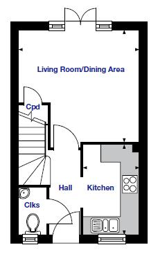 m '" x '" The floor plans depict a typical layout of this house type.