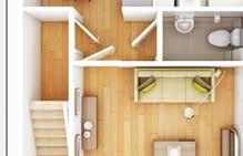 A kitchen/dining room opens through double doors to