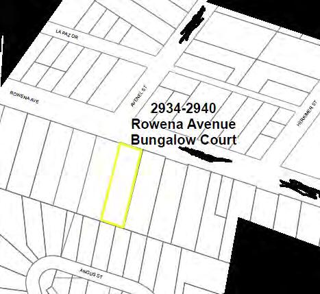 Name: 2934-2940 Rowena Avenue Bungalow Court Description: Spanish Colonial Revival bungalow court located on one parcel.