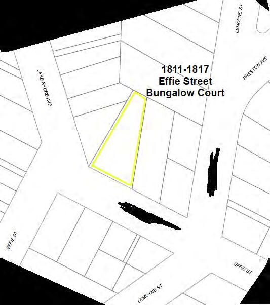 Name: 1811-1817 Effie Street Bungalow Court Description: Spanish Colonial Revival bungalow court on one