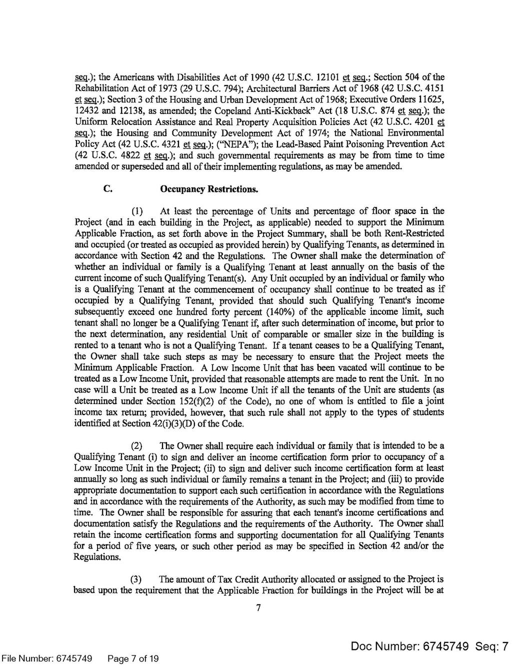Case: 1:14-cv-03197 Document #: 1-1 Filed: 05/01/14 Page 21 of 29 PageID #:66 seq.); the Americans with Disabilities Act of 1990 (42 U.S.C. 12101 et seq.