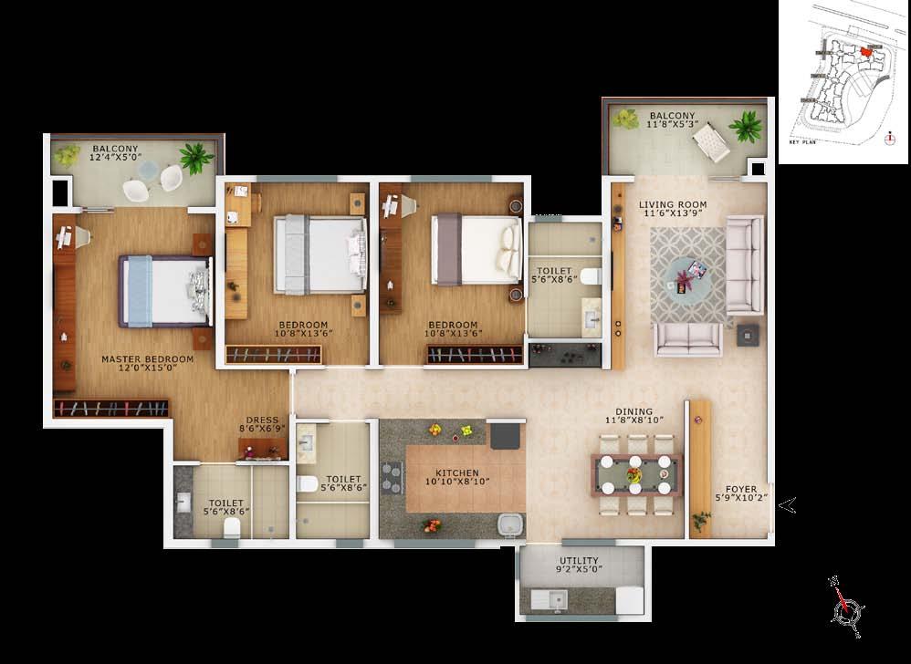 Typical Floor Plan A101-A2401: 1890 Sq.ft.