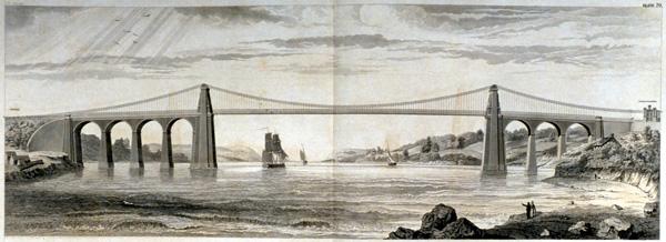 Menai Suspension Bridge 1826 A suspension bridge between the