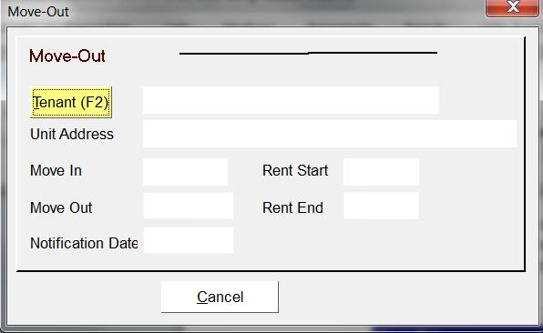 Enter the fields in this window as follows: Tenant to look up the tenant. Clicking the Tenant button brings up the Search for Public Housing Tenants window. Select the desired tenant.