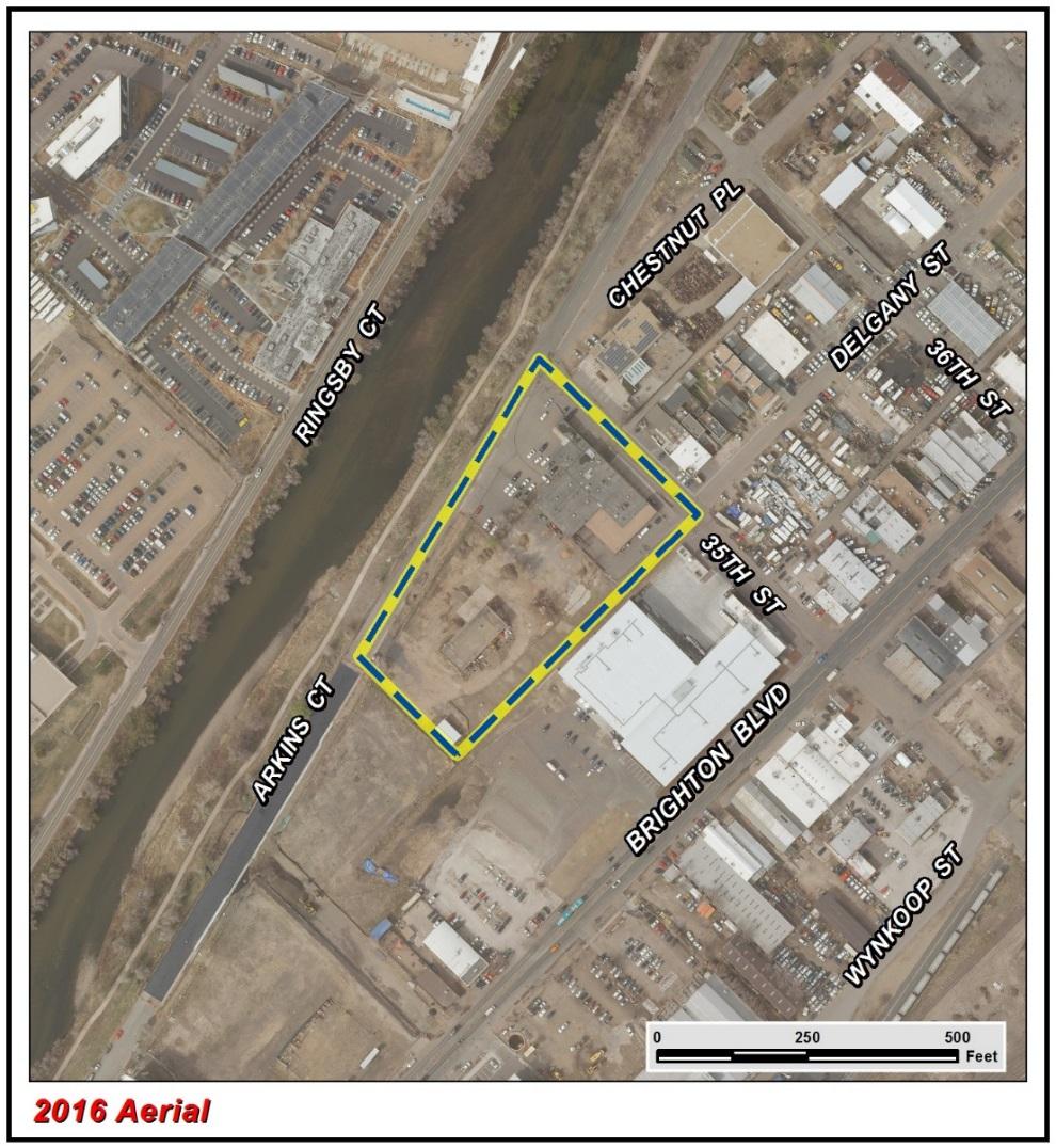 Page 3 Existing Context The subject properties are in a rapidly changing area with a mix of industrial, restaurant, and residential uses that abuts the South Platte River corridor.