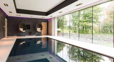 pool, tiled walls and floor area, sliding