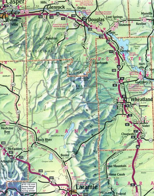 The North Laramie River Ranch SUBJECT is located 105 miles south of Casper and 83 miles north