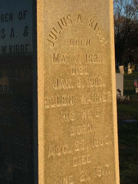 Julius A. Kibbe Born May 7, 1823 Died Jan.