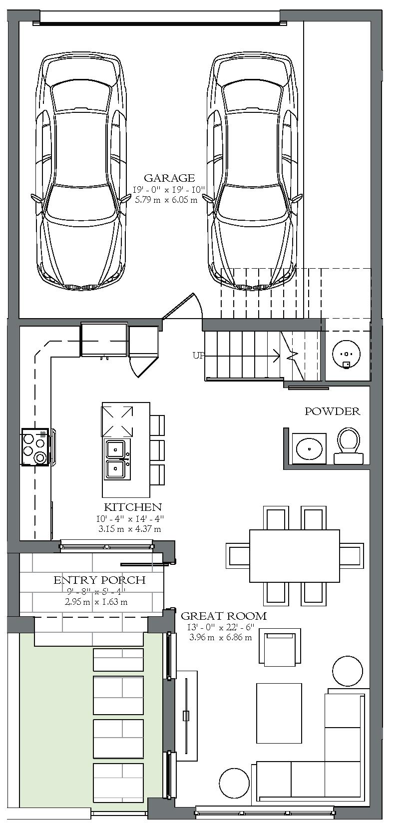 MODEL C Two-Story 3 bedrooms, 2.5 bathrooms, 2-car garage at rear. 1,829 AC SF» 169.91 M 2 2,465 TOTAL SF» 228.