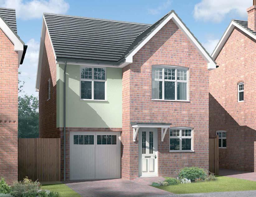 The Warwick A three bedroomed detached house with single integral garage.