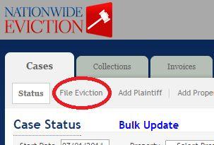 1. Log in to www.nationwideeviction.com 2. From the Cases tab, click File Eviction Eviction Filing Guide 3. Select the property for which you need to file an eviction.