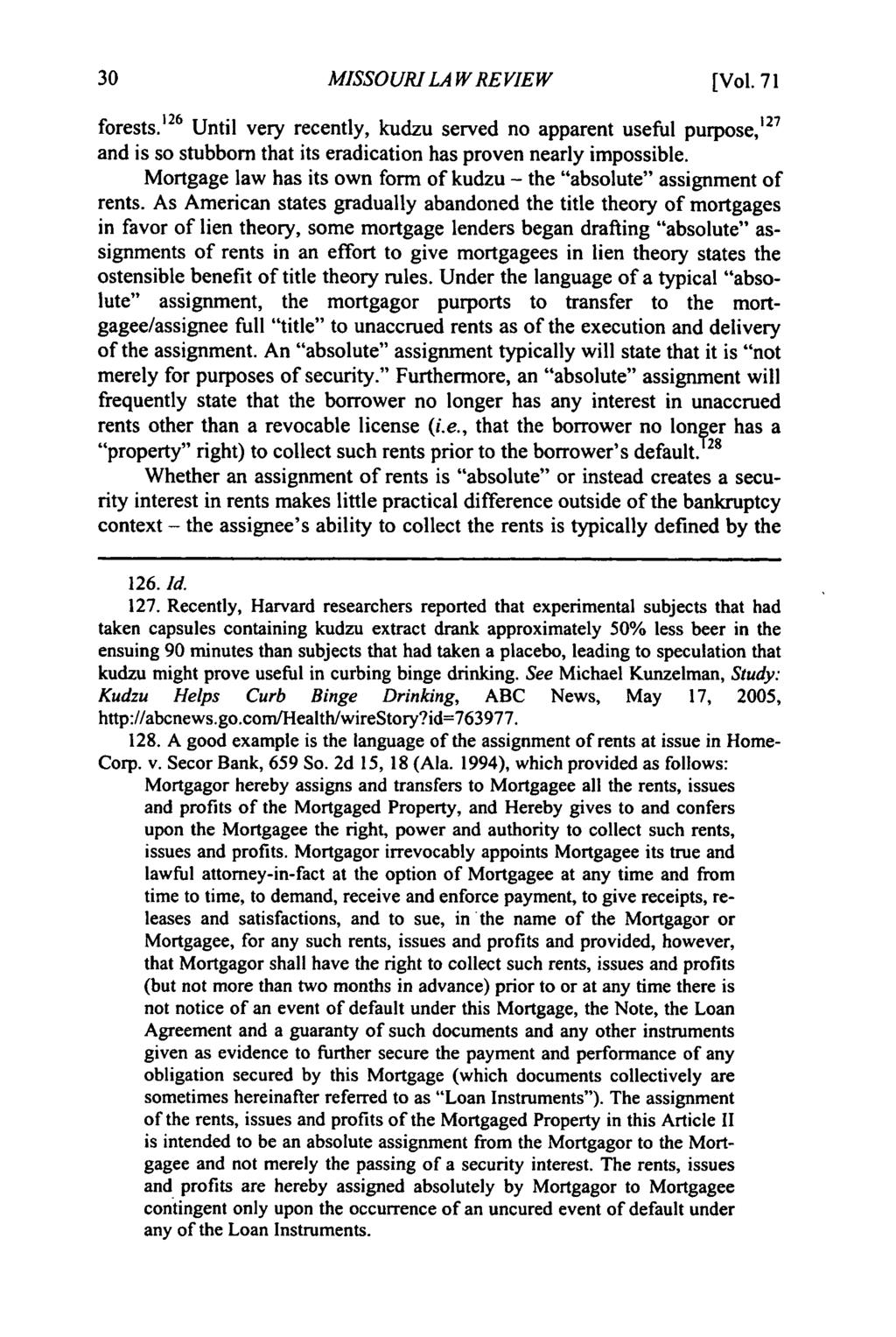 Missouri Law Review, Vol. 71, Iss. 1 [2006], Art. 6 MISSOURI LA W RE VIEW [Vol. 71 forests.