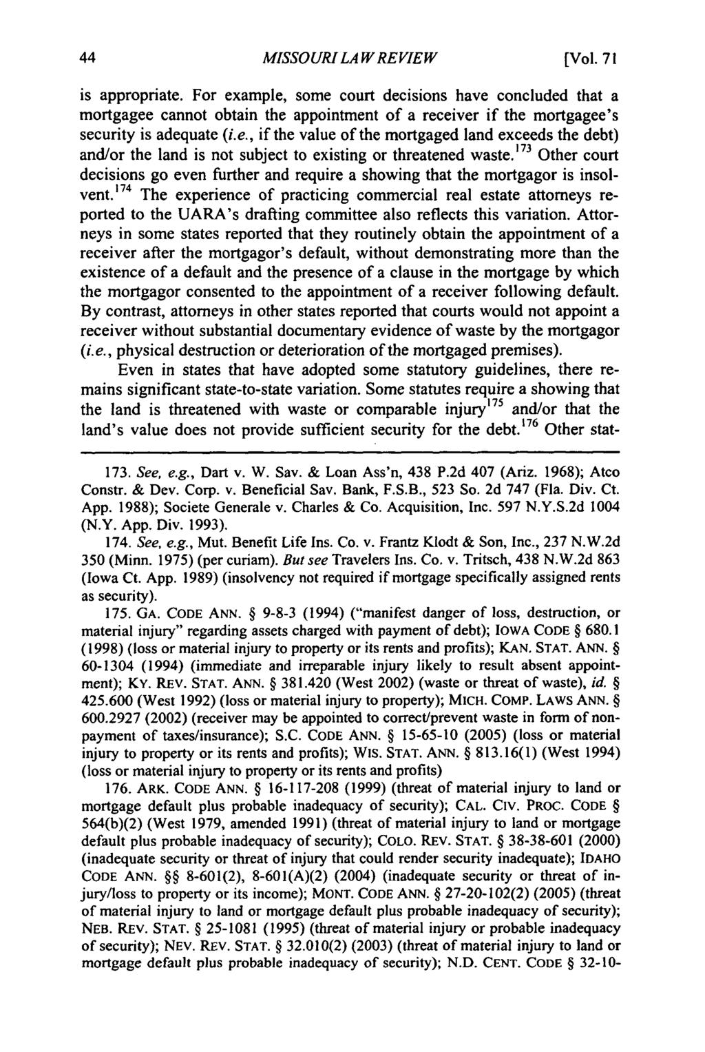 Missouri Law Review, Vol. 71, Iss. 1 [2006], Art. 6 MISSOURI LA W REVIEW (Vol. 71 is appropriate.