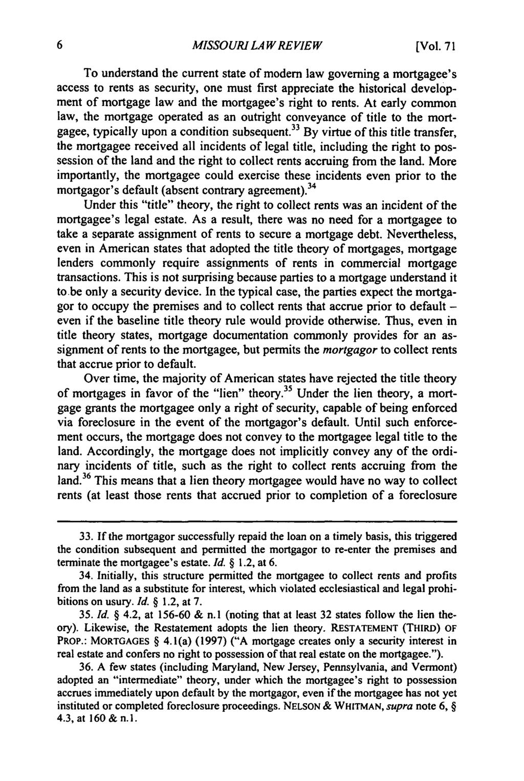 Missouri Law Review, Vol. 71, Iss. 1 [2006], Art. 6 MISSOURI LAW REVIEW [Vol.