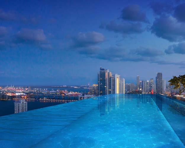 RESORT LIVING COMES HOME The rooftop Sky Deck is where Serenity meets the spectacular panoramic views of the Bay and beyond in addition to Miami