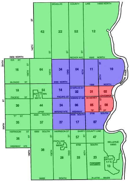 Map 1. Delineated Areas of the Condominium Market Analyzed within the Douglas and Sarpy County areas of Greater Omaha* *NOTE: Zip Codes 68102, 68105, 68108, and 68131 are designated as Downtown.