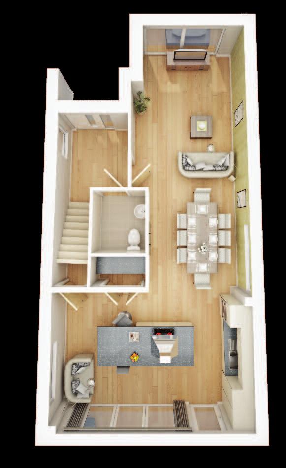 FLOOR LAYOUTS DIMENSIONS Living/dining 7.95m x 3.17m 26'2" x 10'5" Kitchen/Family 5.90m x 3.60m 19'4" x 11'10" Laundry 1.86m x 1.60m 6'1" x 5'3" Cloakroom 1.79m x 1.60m 5'10" x 5'3" Living Room 5.
