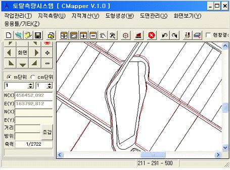 <Fig. 2-8> the result to adjust cadastral map and natural boundaries The result is shown in <Fig.