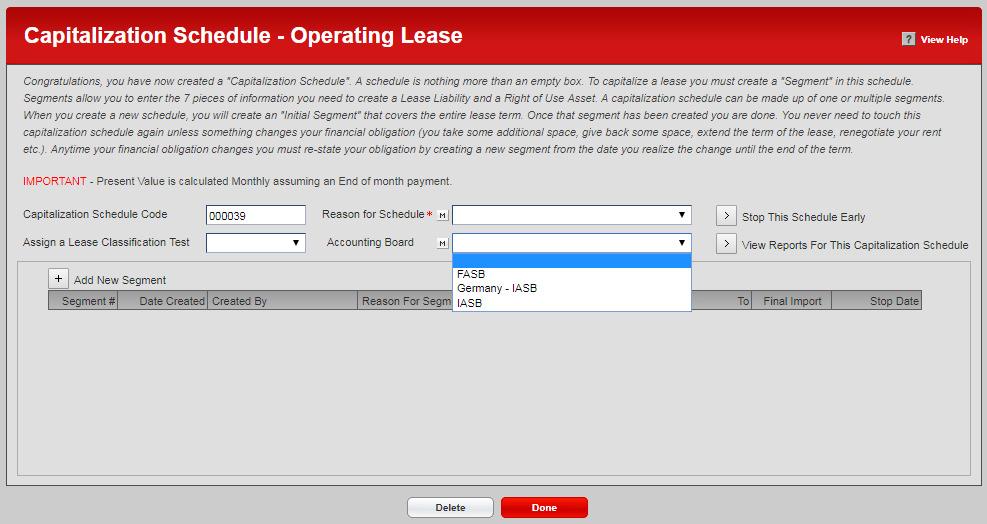 4) ACCOUNTING BOARD FIELD ProLease allows you to create multiple capitalization schedules for a single lease.