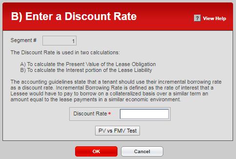 When you are in a Finance capitalization schedule on the data entry screen for the discount rate, you will see a button labeled PV vs FMV Test. Let s assume that your discount rate is 5.