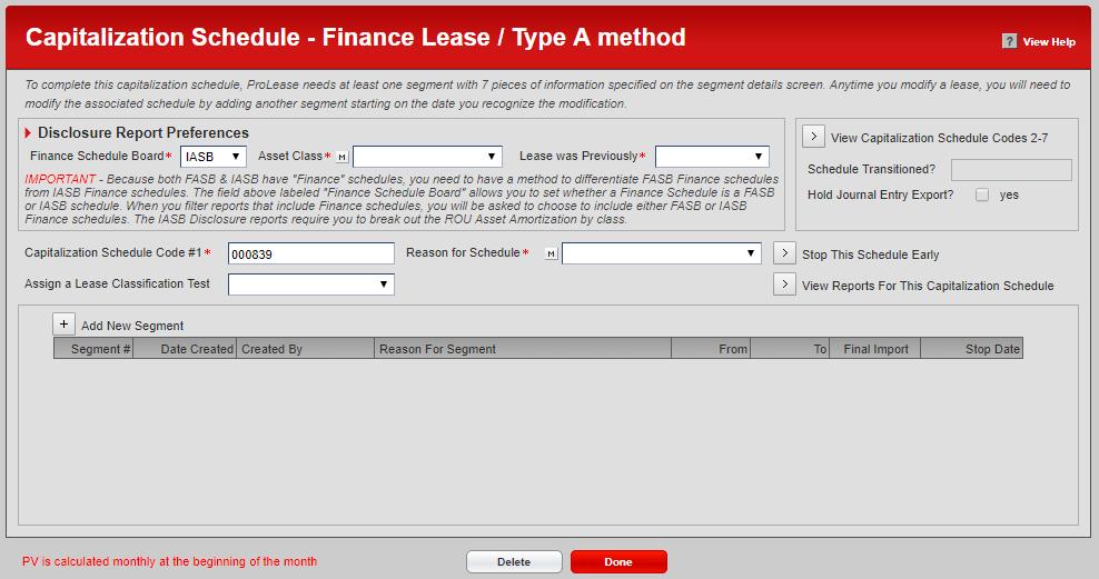 -The Finance capitalization schedule screen has the same 3 changes as the Operating