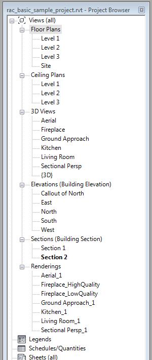 Views A Revit Project typically has several views. The most common examples are the Floor Plans and Elevations. These are 2D views on your project.