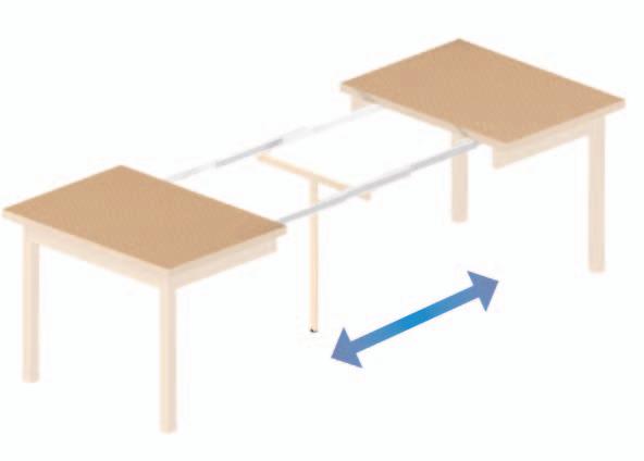 Table Extension Slide Extend by 2000mm a dining room or conference table measuring 1000x1000mm with a centre column The supporting leg is concealed in the centre column and carries both centre rails