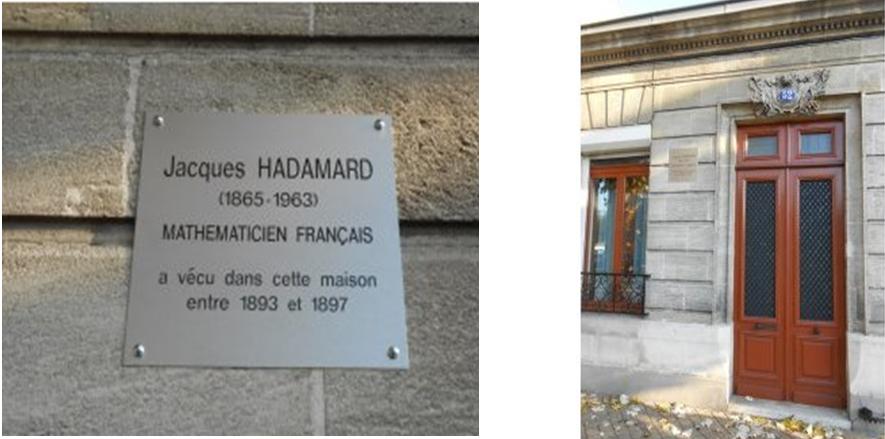 Hadamard s House in Bordeaux On October 5, 1894 his first son, Pierre, is born at Bordeaux. In 1896, he receives the Bordin prize of the Académie des Sciences.
