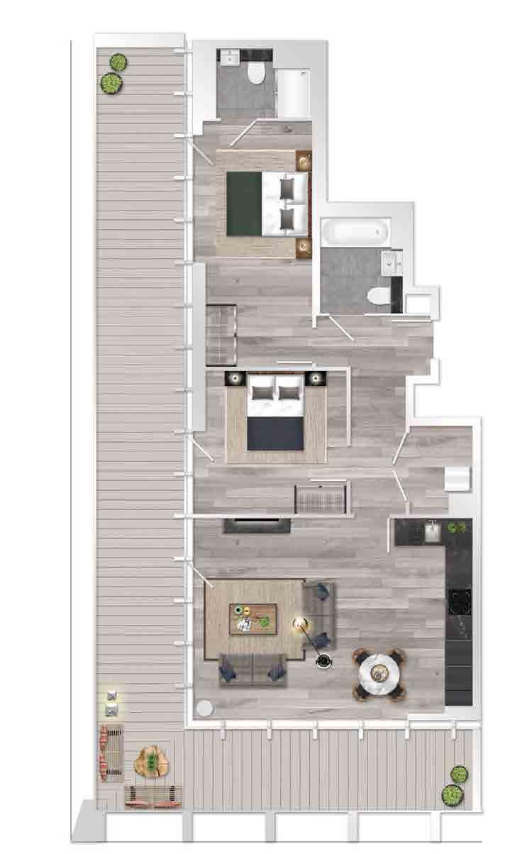 2 bedroom penthouse 2 bedroom penthouse 4204 4203 ORTH LODO Internal area 82.9 sq.m. 892 sq.ft. External area 51.0 sq.m. 549 sq.ft. Internal area 86.