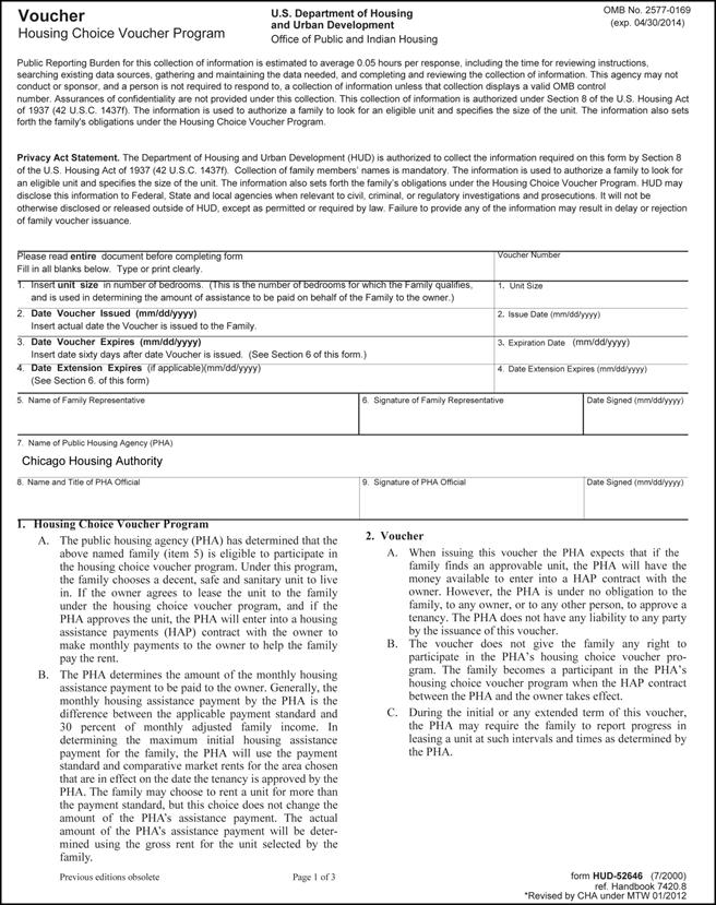 Program Forms and Documents Sample HCV Program Voucher Page 1 of 3 PROGRAM