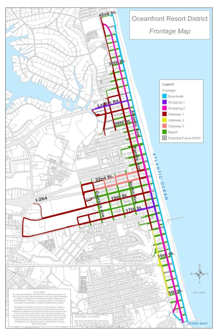 Boardwalk Shopping Streets Frontage Map SH-1 (Laskin Rd, 17 th St, adding 19 th St) SH-2 (most of Atlantic Ave) Gateway Streets GW-1 (most of Pacific, 19
