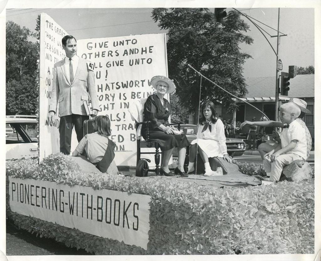 CHS Adventures Parades In 1966 this float says Pioneering with Books the book was made with