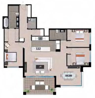 2 Bedroom Plus Study Apartment 100sqm