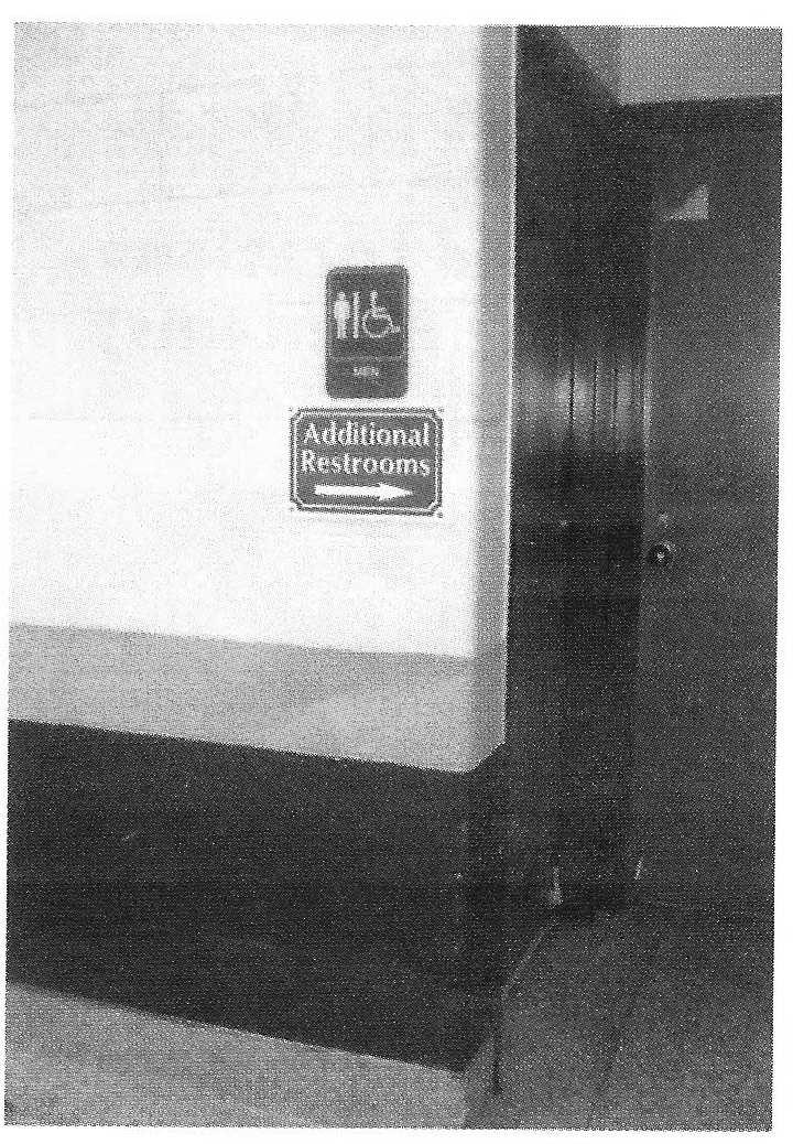 Section 403.4.1 Chapter 4 Section 403.4.1 was added to include the requirement for directional signage replaced outside a public restroom when other bathroom facilities are available in the same building.