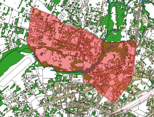 These six green spaces and the buffer zones are the areas marked in