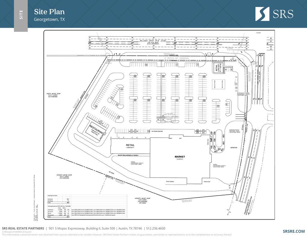 SITE PLAN Oak Meadows Georgetown, TX Executed Lease LOI Working SRS REAL ESTATE PARTNERS 901 S. Mopac Expressway Building 2, Suite 500 Austin, TX 78746 512.236.