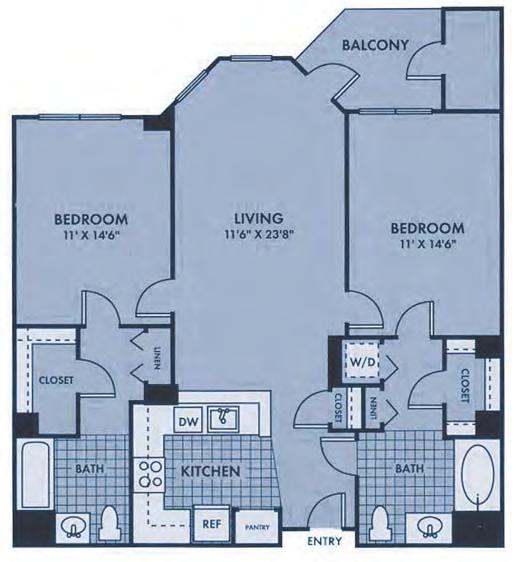The Britannic Two Bedroom Two Bath 1,143± square feet