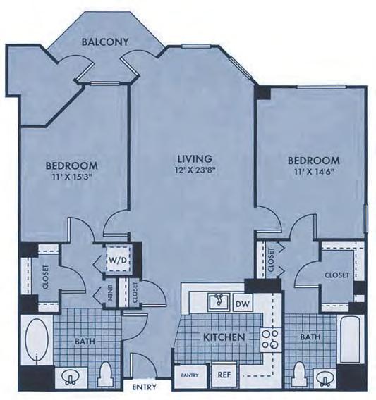 square feet Total square feet = ±1,354 The Olympic Two Bedroom Two