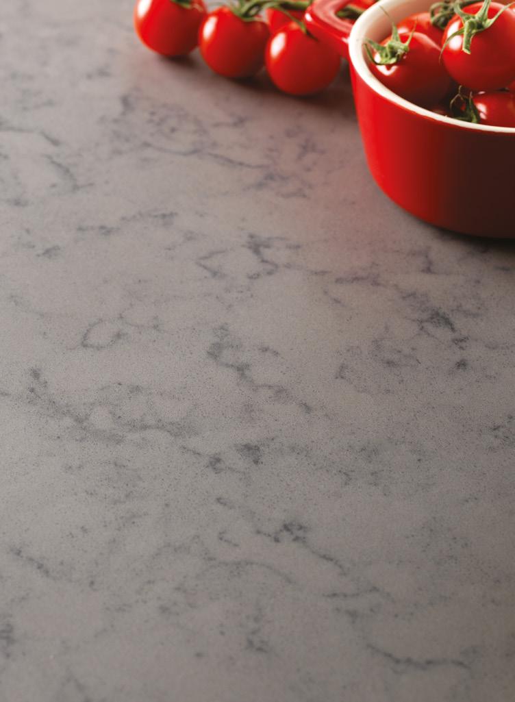 With delicate marbling, warm colours and featuring the soft-to-the-touch Absolute Matte finish, the grey Neo Cyclone offers an enduring and durable work surface which has anti-microbial and