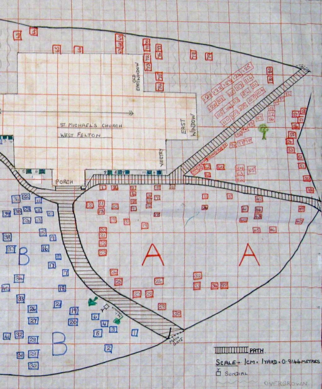 Grave Yard Plan Right Side of Church Transcribed By Tony