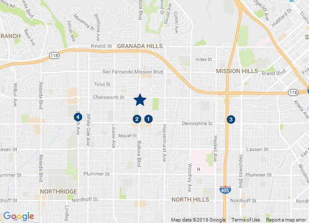 RENT COMPARABLES RENT COMPARABLES MAP 1) 2) 3) 4) Granada Hills Retail Strip North Hills Shopping Center Devonshire Retail Center Mission Hills Retail Center