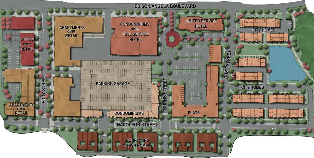 Eddy Street Commons Phase I Site Plan Office PROPOSED HOTEL FAIRFIELD INN & SUITES HOTEL C A B-1 B-2 D UC UC Commercial: 88,000 SF Retail/Restaurant (Level 1) 82,000 SF Office (Levels 2-4) 269 Rooms