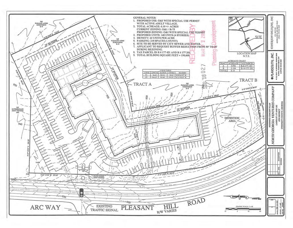9 s -, '-. GENERAL NOTES: 1. PROPOSED USE: &1 WITH SPECIAL USE PERMIT... WITH ACTIVE ADULT VILLAGE. 2. TOTAL ACREAGE: 6.1 +/-ACRES CURRENT ZONING: &1 /R-75 PROPOSED ZONING: &1 WITH SPECIAL 3.