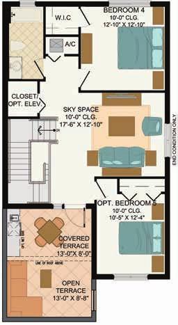 SKY continued 3-5 bedrooms 3-1/2 bath + sky space SKY with SKY SPACE OPTION 3RD FLOOR SKY WITH BEDROOM 4 OPTION 3RD
